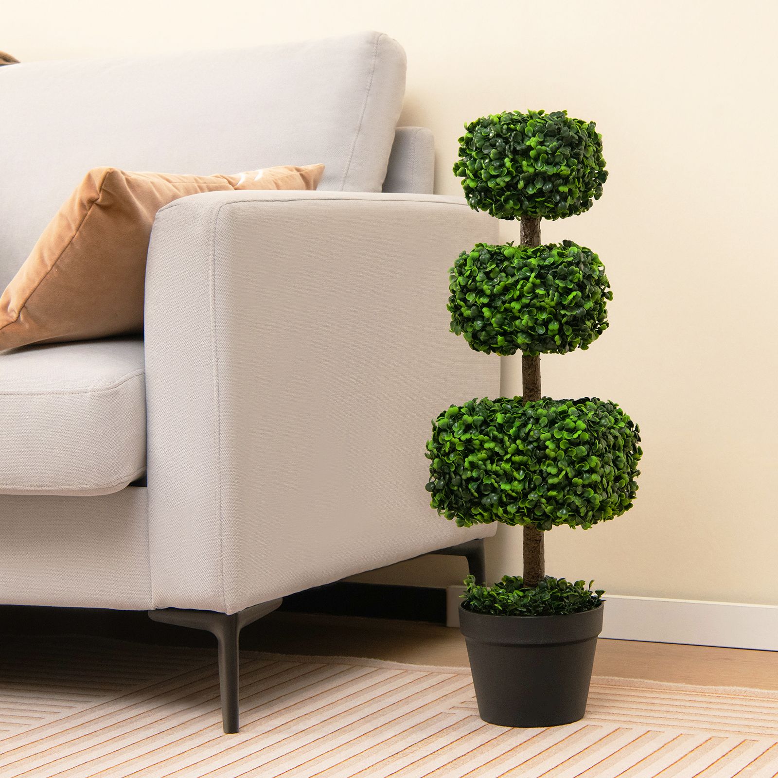 75cm Artificial Boxwood Topiary Ball Tree with Cement-filled Plastic Pot